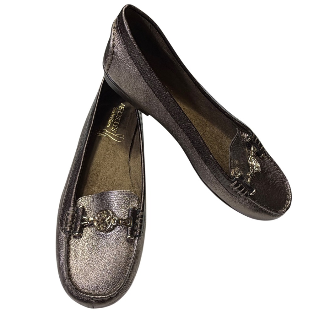 Aerosoles Leather US 9.5 Metallic Brown Horsebit Loafers Driving Moccasins